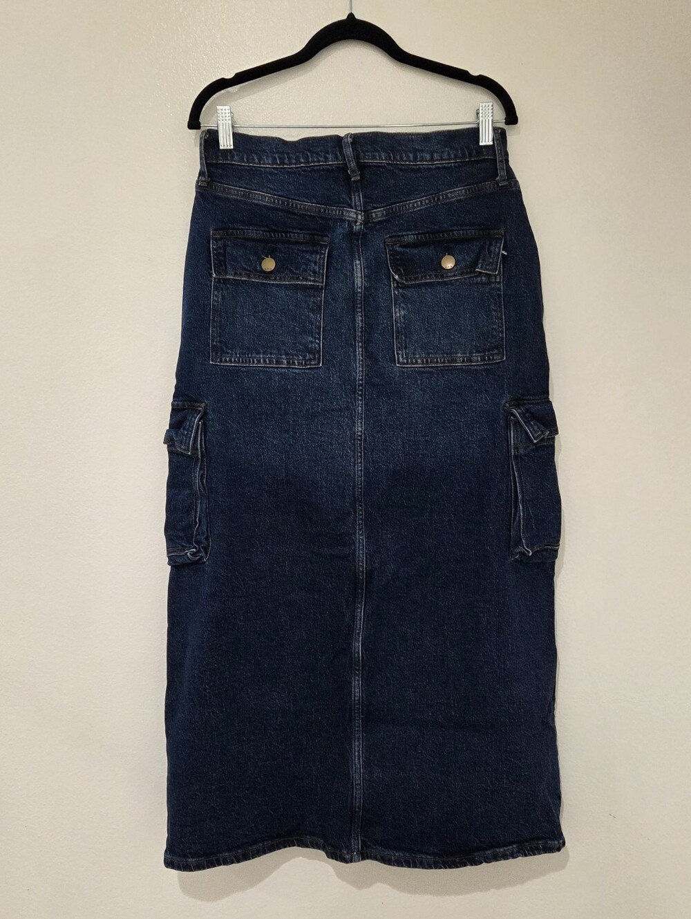 A.n.a High Rise Cargo Denim Dark Wash Maxi Skirt - Picture 3 of 7